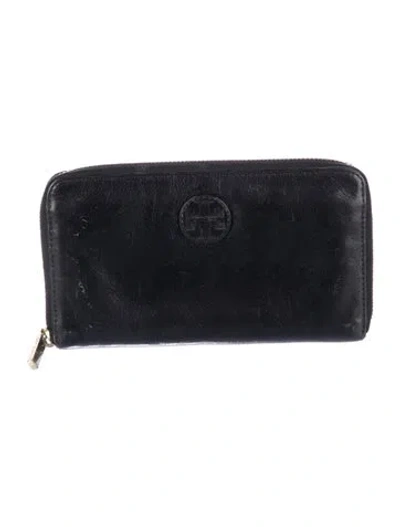 Pre-owned Tory Burch Leather Continental Wallet In Black