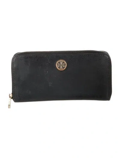 Pre-owned Tory Burch Leather Continental Wallet In Black