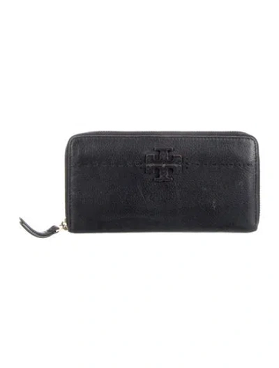 Pre-owned Tory Burch Leather Continental Wallet In Black
