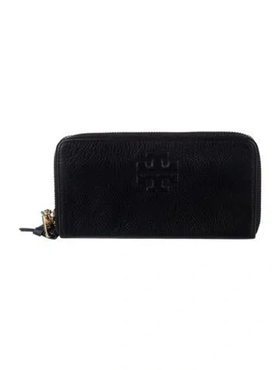 Pre-owned Tory Burch Leather Continental Wallet In Black