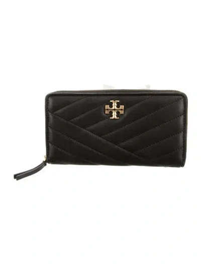 Pre-owned Tory Burch Leather Continental Wallet In Black