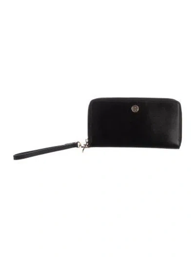 Pre-owned Tory Burch Leather Continental Wallet In Black