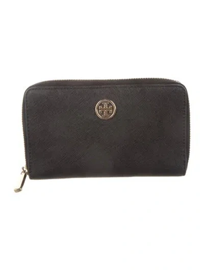 Pre-owned Tory Burch Leather Continental Wallet In Black