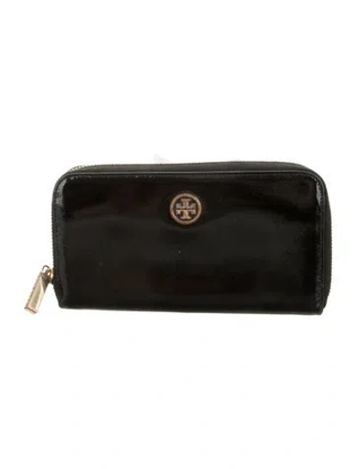 Pre-owned Tory Burch Leather Continental Wallet In Black