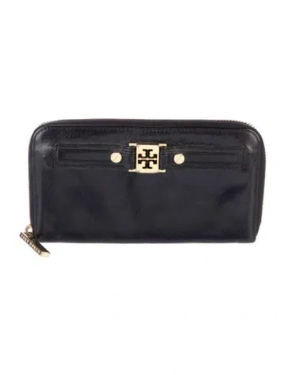 Pre-owned Tory Burch Leather Continental Wallet In Black