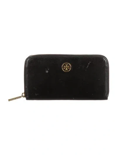 Pre-owned Tory Burch Leather Continental Wallet In Black