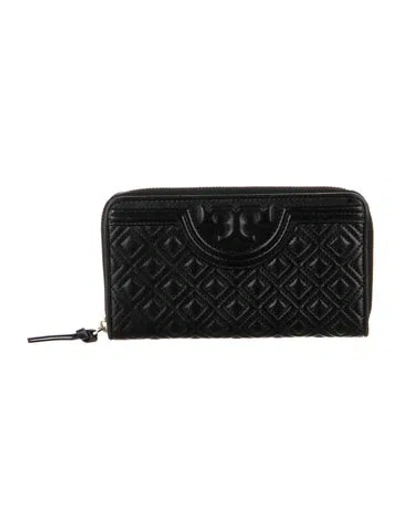 Pre-owned Tory Burch Leather Continental Wallet In Black