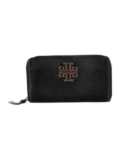 Pre-owned Tory Burch Leather Continental Wallet In Black
