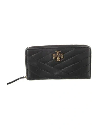 Pre-owned Tory Burch Leather Continental Wallet In Black