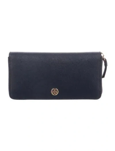 Pre-owned Tory Burch Leather Continental Wallet In Blue