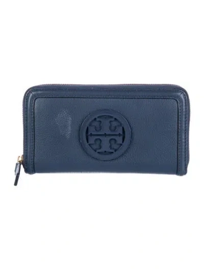 Pre-owned Tory Burch Leather Continental Wallet In Blue