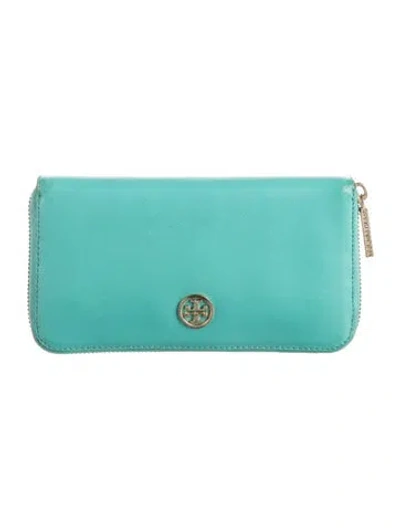 Pre-owned Tory Burch Leather Continental Wallet In Blue