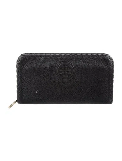 Pre-owned Tory Burch Leather Continental Wallet In Blue