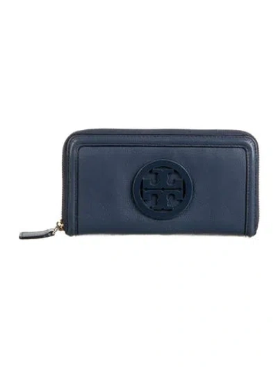 Pre-owned Tory Burch Leather Continental Wallet In Blue