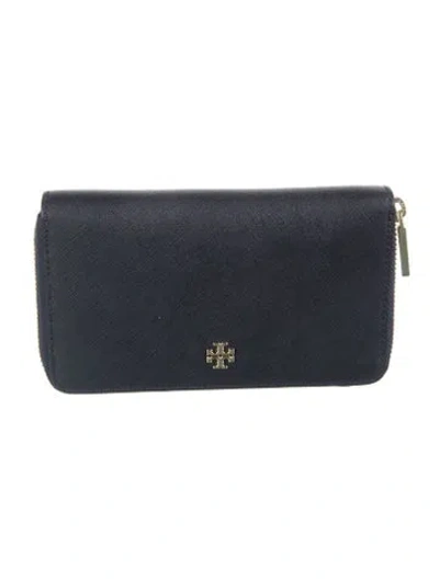 Pre-owned Tory Burch Leather Continental Wallet In Blue