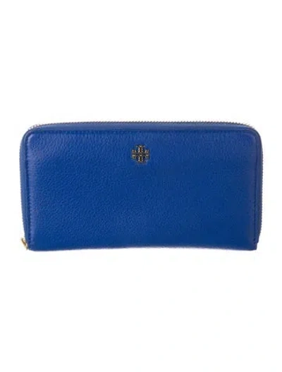 Pre-owned Tory Burch Leather Continental Wallet In Blue
