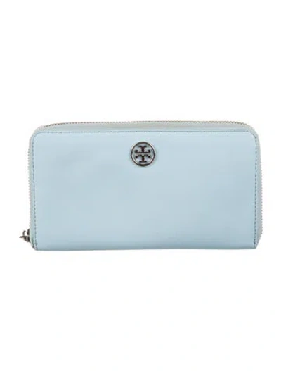Pre-owned Tory Burch Leather Continental Wallet In Blue