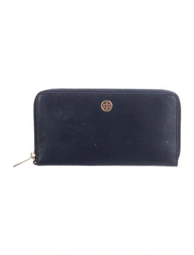 Pre-owned Tory Burch Leather Continental Wallet In Blue