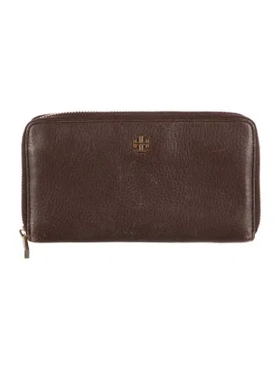 Pre-owned Tory Burch Leather Continental Wallet In Brown