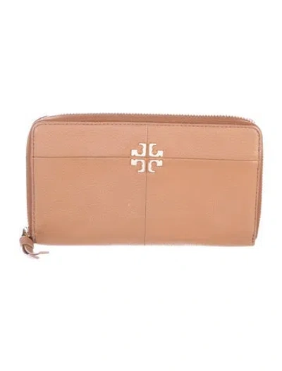 Pre-owned Tory Burch Leather Continental Wallet In Brown