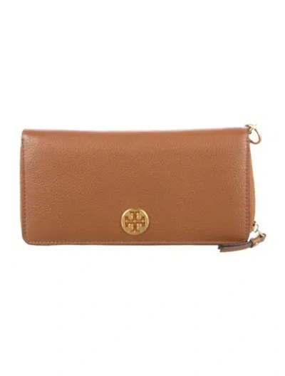 Pre-owned Tory Burch Leather Continental Wallet In Brown