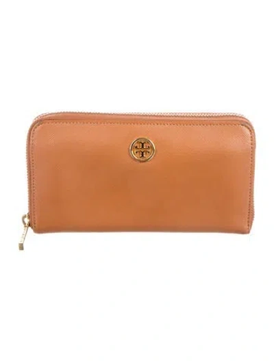 Pre-owned Tory Burch Leather Continental Wallet In Brown