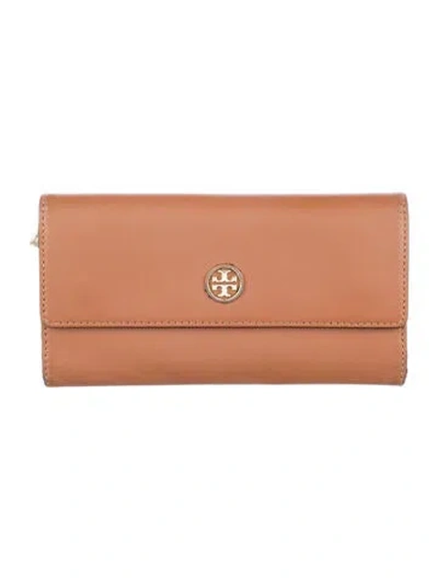 Pre-owned Tory Burch Leather Continental Wallet In Brown