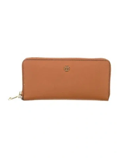 Pre-owned Tory Burch Leather Continental Wallet In Brown