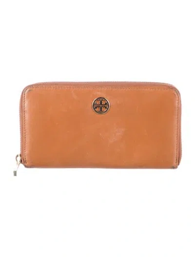 Pre-owned Tory Burch Leather Continental Wallet In Brown