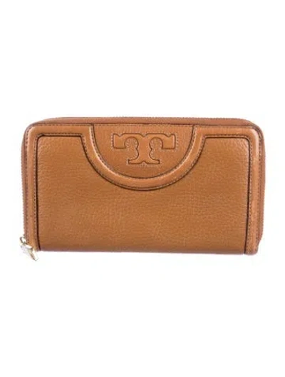 Pre-owned Tory Burch Leather Continental Wallet In Brown