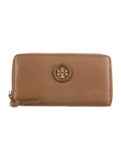 Pre-owned Tory Burch Leather Continental Wallet In Brown