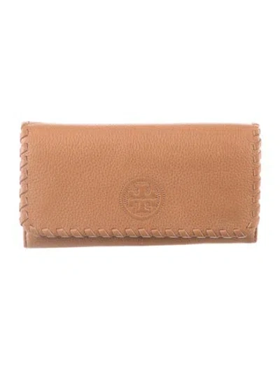 Pre-owned Tory Burch Leather Continental Wallet In Brown