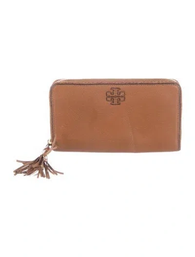 Pre-owned Tory Burch Leather Continental Wallet In Brown