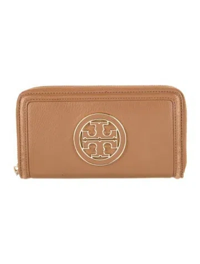 Pre-owned Tory Burch Leather Continental Wallet In Brown