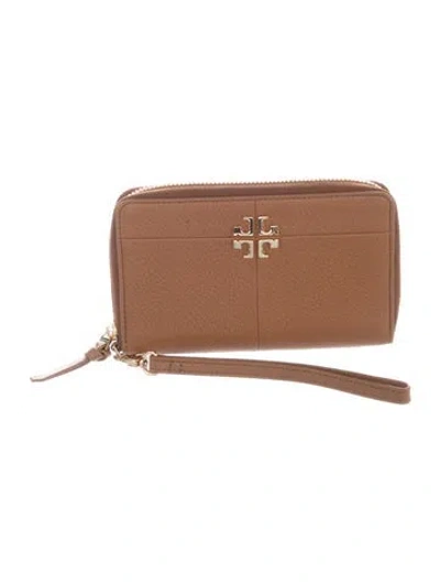Pre-owned Tory Burch Leather Continental Wallet In Brown
