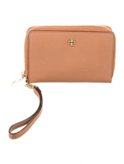 Pre-owned Tory Burch Leather Continental Wallet In Brown
