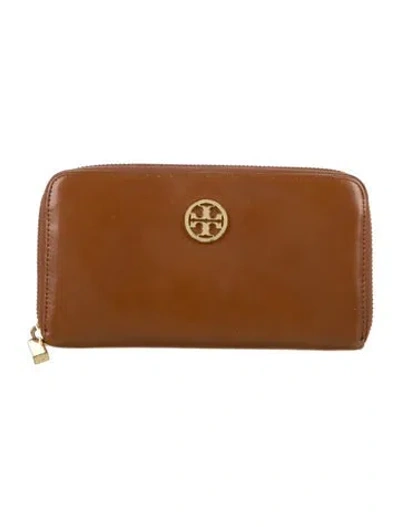 Pre-owned Tory Burch Leather Continental Wallet In Brown