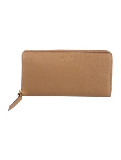 Pre-owned Tory Burch Leather Continental Wallet In Brown