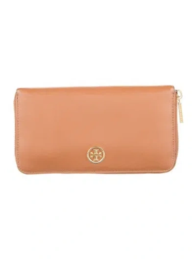 Pre-owned Tory Burch Leather Continental Wallet In Brown