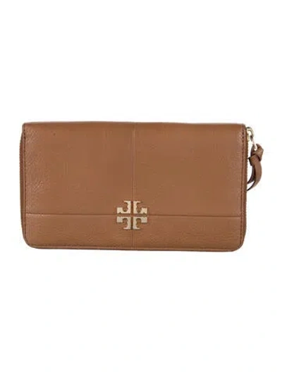 Pre-owned Tory Burch Leather Continental Wallet In Brown