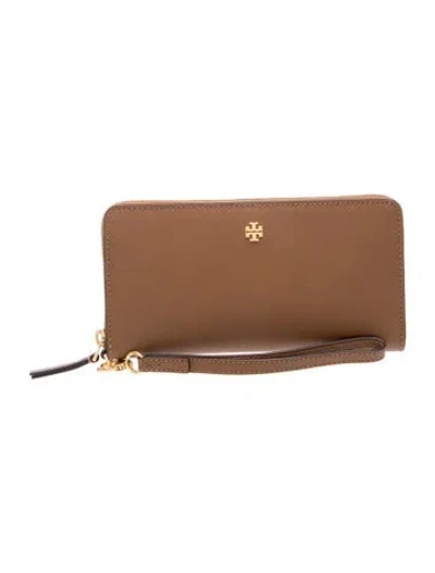 Pre-owned Tory Burch Leather Continental Wallet In Brown