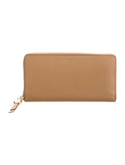 Pre-owned Tory Burch Leather Continental Wallet In Brown