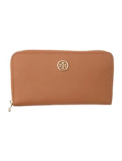 Pre-owned Tory Burch Leather Continental Wallet In Brown