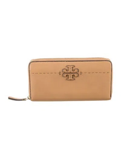 Pre-owned Tory Burch Leather Continental Wallet In Brown