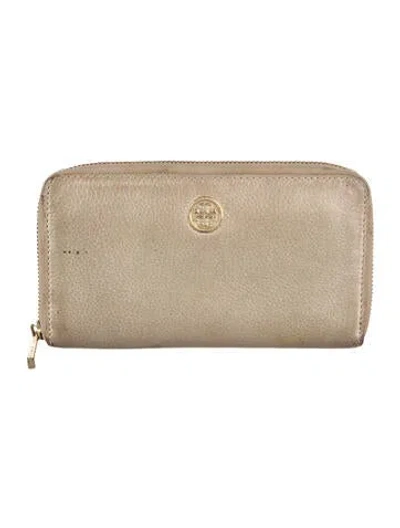 Pre-owned Tory Burch Leather Continental Wallet In Gold