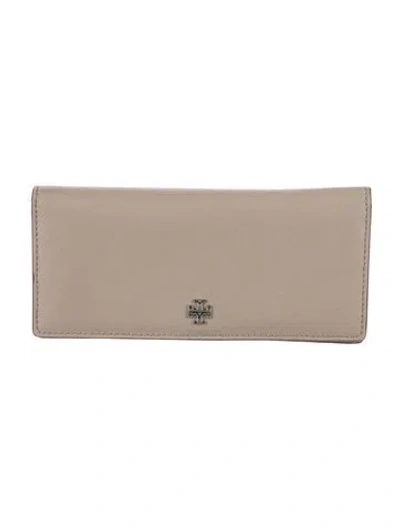 Pre-owned Tory Burch Leather Continental Wallet In Gray