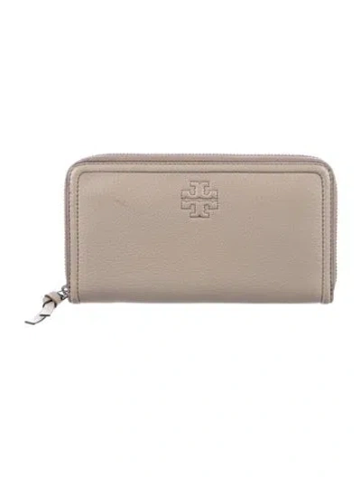 Pre-owned Tory Burch Leather Continental Wallet In Gray