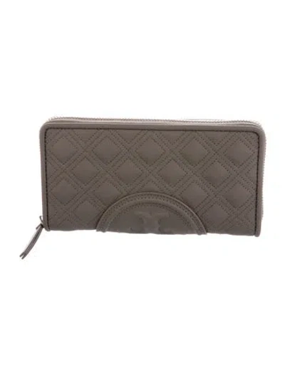 Pre-owned Tory Burch Leather Continental Wallet In Gray