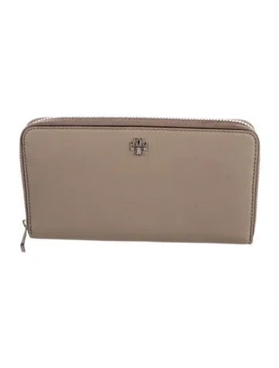 Pre-owned Tory Burch Leather Continental Wallet In Gray