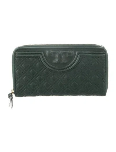 Pre-owned Tory Burch Leather Continental Wallet In Green